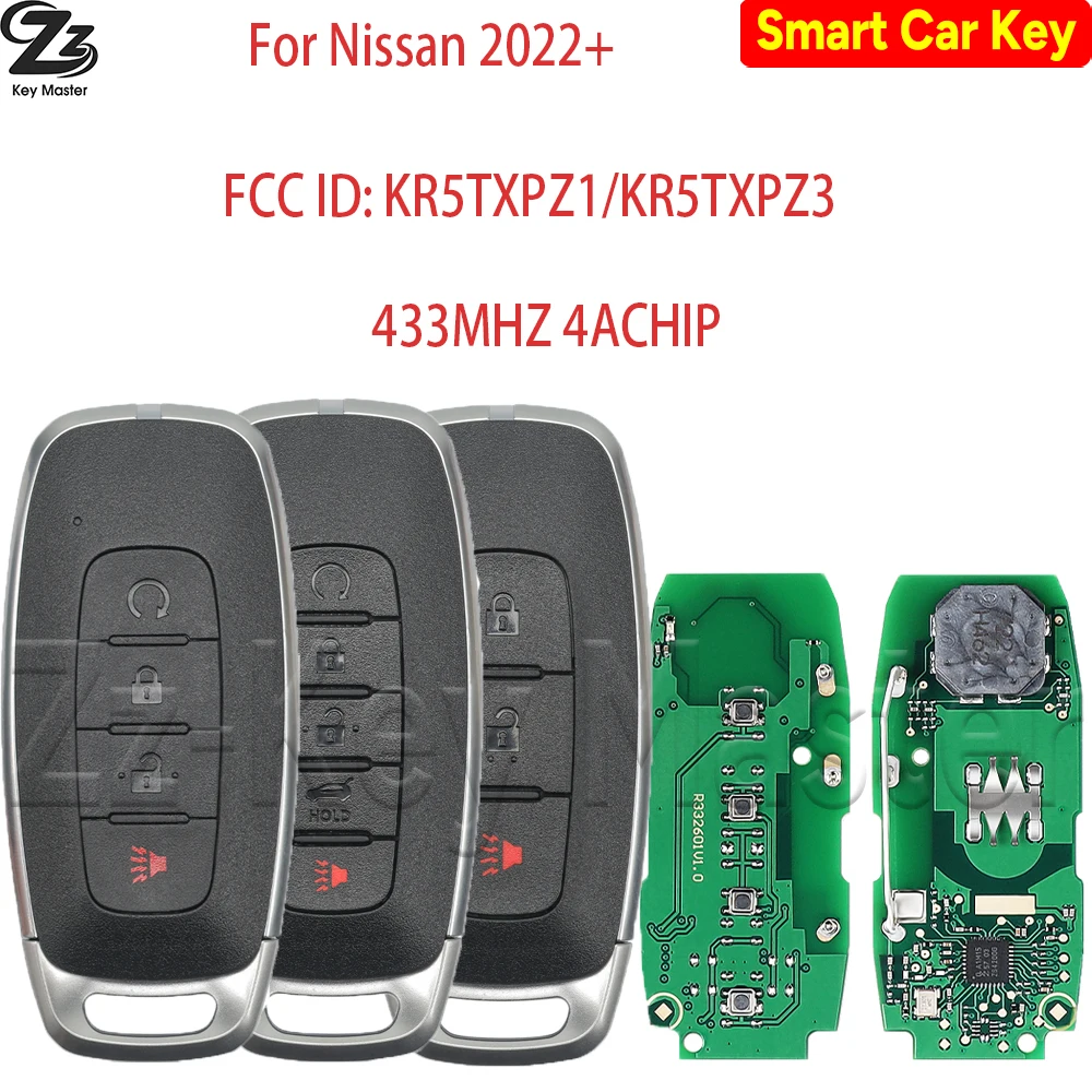 Zz KR5TXPZ1/Z2/Z3 4A Chip 315/433MHZ  Proximity Car Remote Key For Nissan Rogue Kicks X-Trial Ariya Versa Pathfinder Ignis