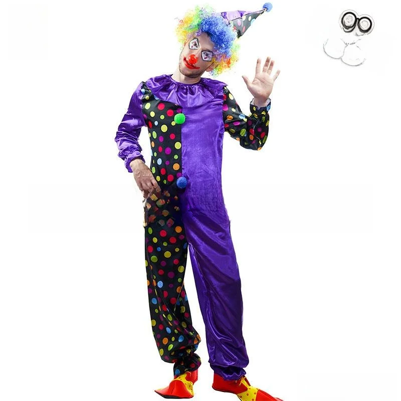 

Комплект костюма фиолетового клоуна для взрослых, фестиваль Хэллоуина, косплей, наряд для выступлений, традиционная китайская сценическая одежда