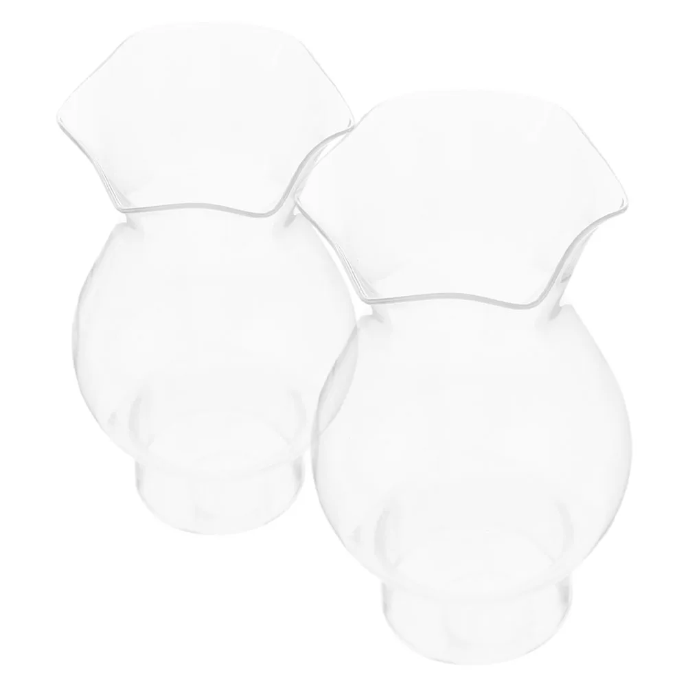 

2Pcs Glass Lamp Chimney Retro Clear Replacement Cover for Oil Lampshade Lamp Glass Shade