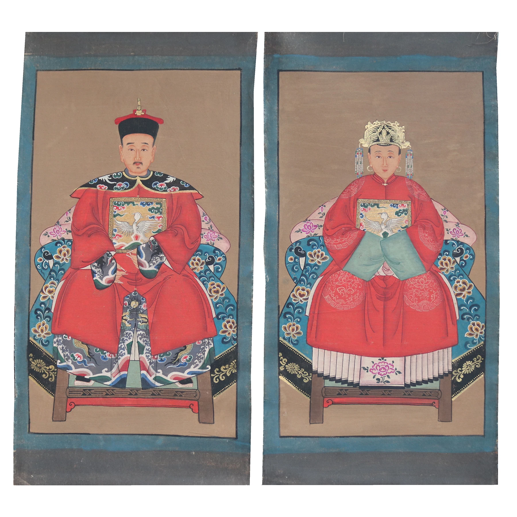 Hand Painted Ancestor Paintings on Fabric, Wall Decoration, Unframed