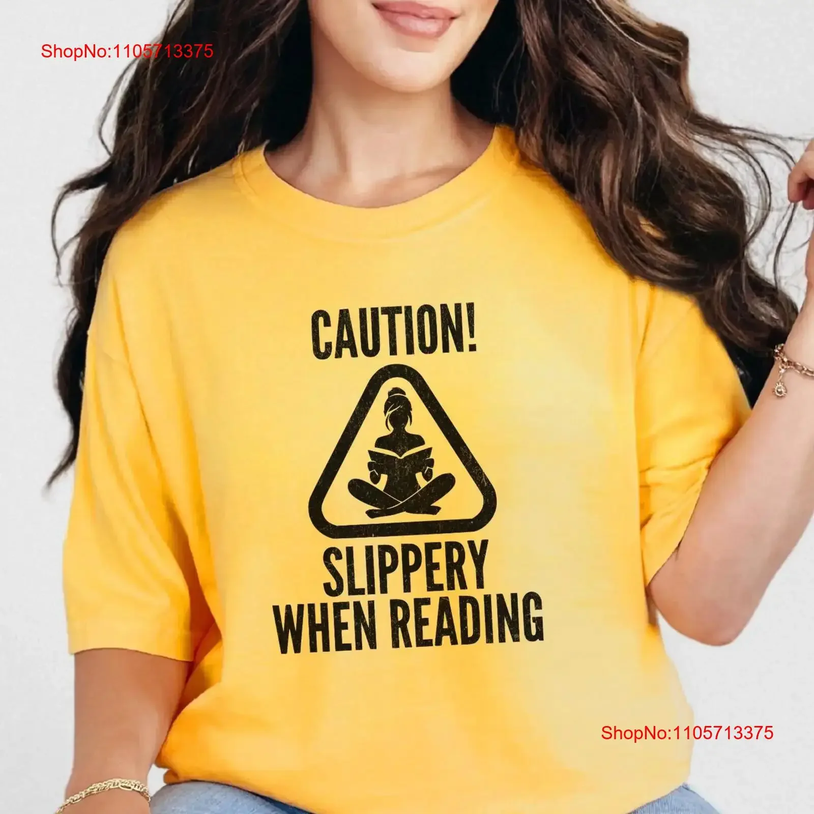 Caution Slippery When Reading T Shirt Funny Smut Reader Spicy Smutty Book Lover Bookish Booktok Warning Sign for Her vintage