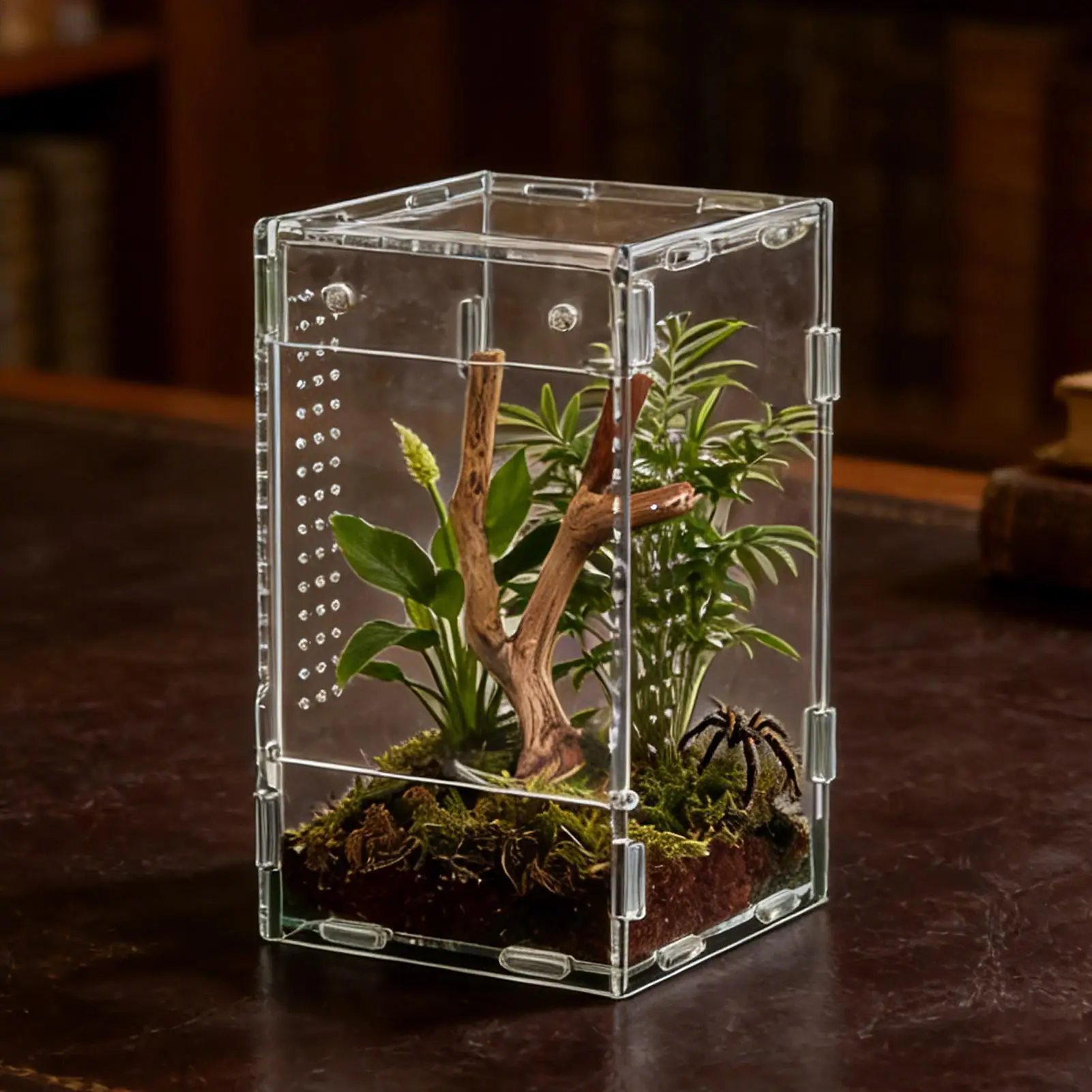 Reptile Enclosure Front Opening Escape Proof Habitat Acrylic Jumping Spider Habitat for Observation Home Pet Store Bedroom