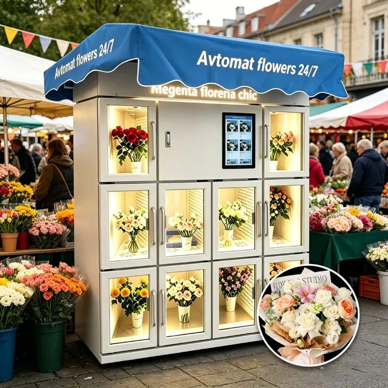 Indoor Fresh Flower Self Service Vending Locker Custom Commercial Grade AI Smart Control Refrigerated Flower Vending Unit