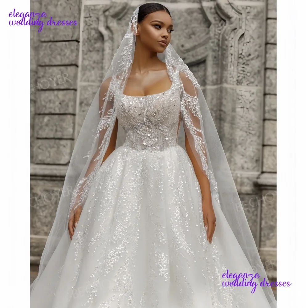 Блестящее свадебное платье трапециевидной формы без рукавов по индивидуальному заказу, шикарное платье невесты с бисером, платье принцессы больших размеров, Vestidos De Novia2025