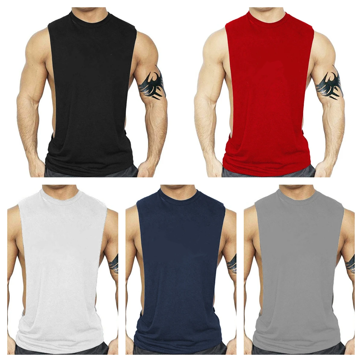 2024 new summer Men's tops Vest Pure Cotton Undershirts Bodybuilding Motion Outerwear Sweatshirt Short sleeve Male Tees TankTop