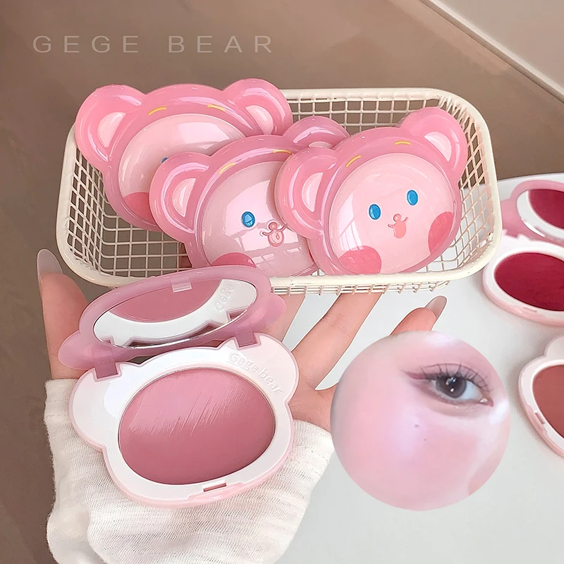 Gege Bear Cute Bear Cream Blush Multi-use Cheek Lip Tint Natural Flush Easy Blend Long Lasting Waterproof Soft Makeup Blush With
