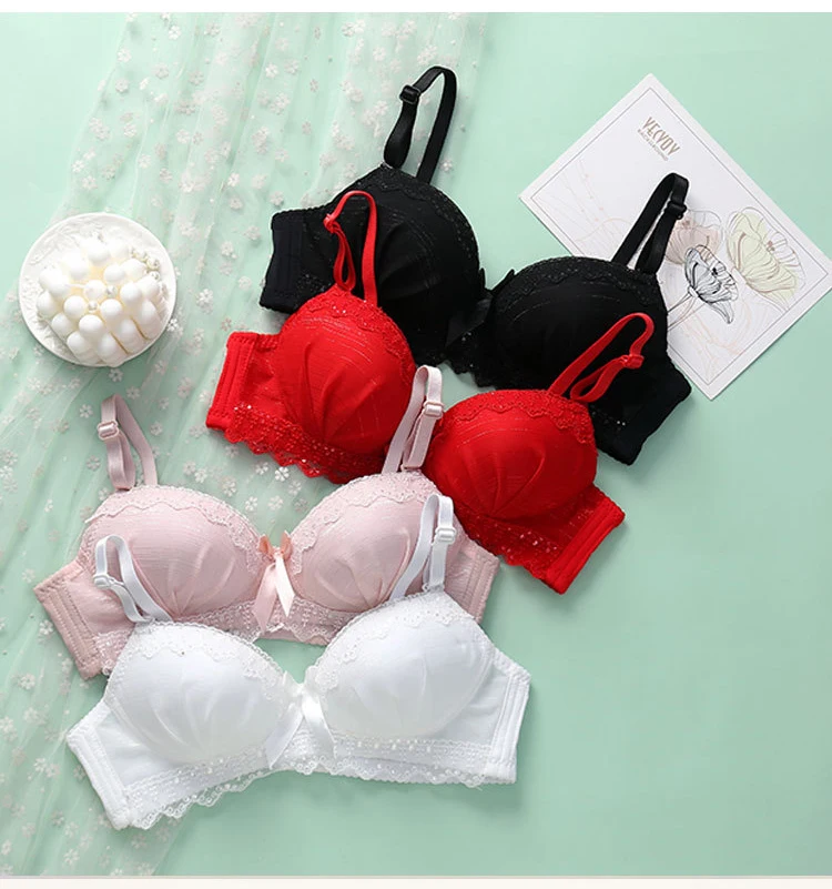 Summer New Sexy Women Bra Set Cute Fashion Wireless Gather Underwear Comfortable Panties Soft Push Up Top Lace Lingerie Set