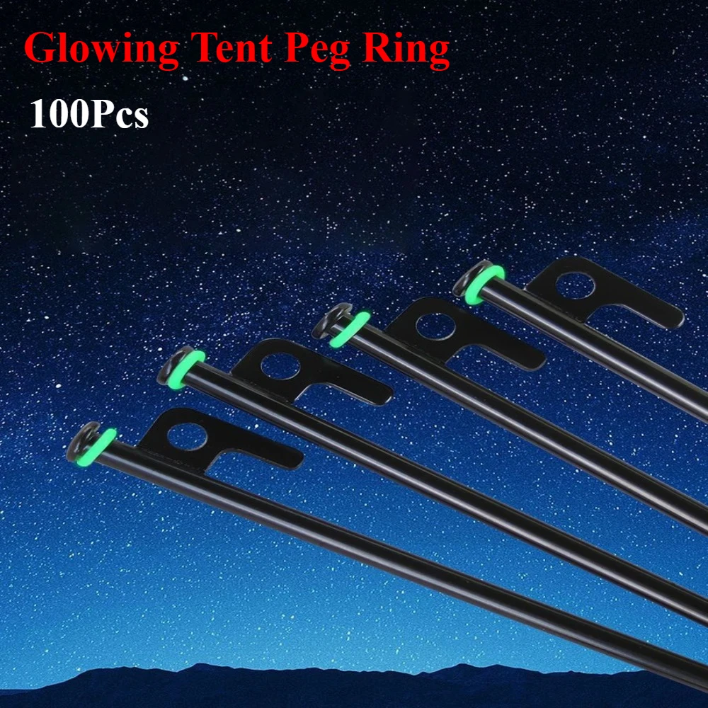 

100pcs Silicone Luminous Tent Ground Nail Ring O-shaped Fishing Rod Ring Multifunctional Night Light Outdoor Tents Accessor