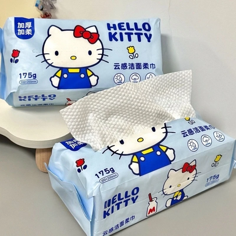 

Hello Kitty Face Towel Disposable Dry Wet Dual use Thick Skin Friendly Soft Face Cleansing Soft Towel Pearl Pattern Wholesale