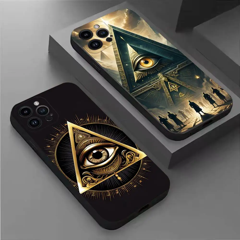 

Illuminati Eye Phone Case For iPhone 16,15,14,13,12,11 Plus,Pro Max,XS,X,XR,SE,Mini,8,7,Soft Silicone Black Cover