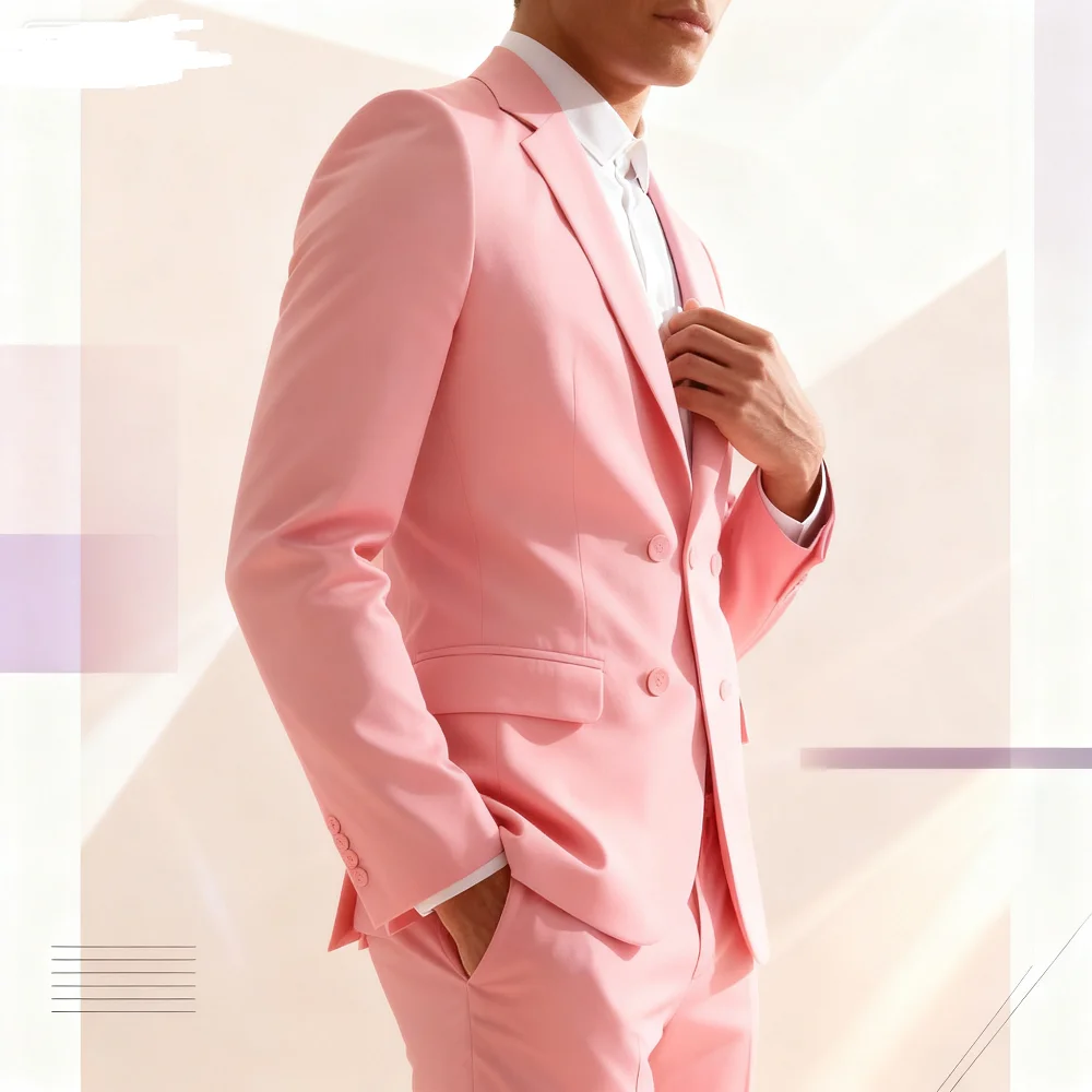 

Men's Fuchsia Tuxedo 2-Piece Two-Button Formal Suit Business Unique Single Breasted Notched Lapel Men's Clothing