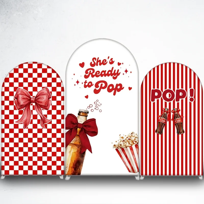 She's Ready to Pop Theme Arch Backdrop Covers for Birthday party Decor Baby Shower 2-Sided Arch Photography Backgrounds