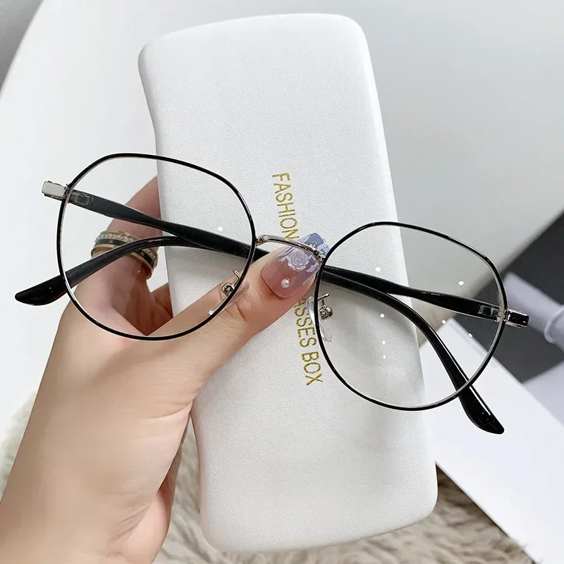 2024 Women Anti Blue Light Computer Glasses Ins Metal Round Glasses Decor Round Glasses Black Metal Spectacle Frame 0 Diopter