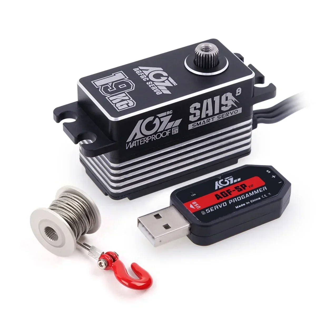 CNC Case Metal Gear 19kg 0.073 Digital Low Profile Smart Programmable Brushless Waterproof Servo for 1/10 RC Car