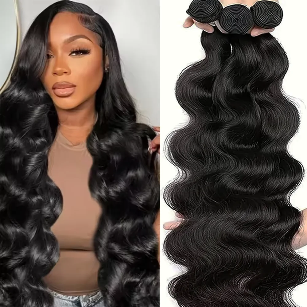 

Длинные пучки объемных волн, человеческие волосы 12А, бразильские необработанные пучки волос, 1/3/4 шт., пучки человеческих волос, наращивание 10, 20, 30, 40 дюймов