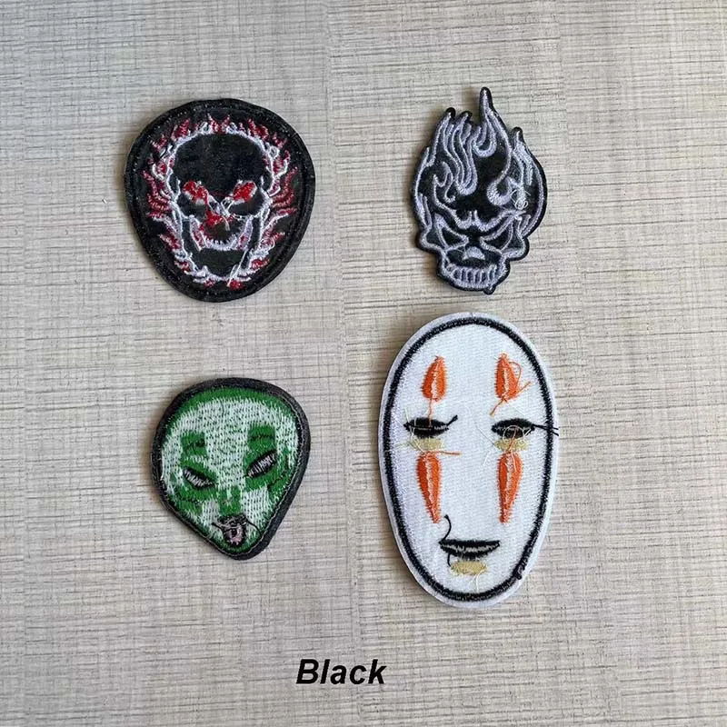 Ghostface Patch Thermocollant Mask Fusible Embroidery Applique Transfer Stickers,Designer Patches For Clothes Iron On,T Shirts