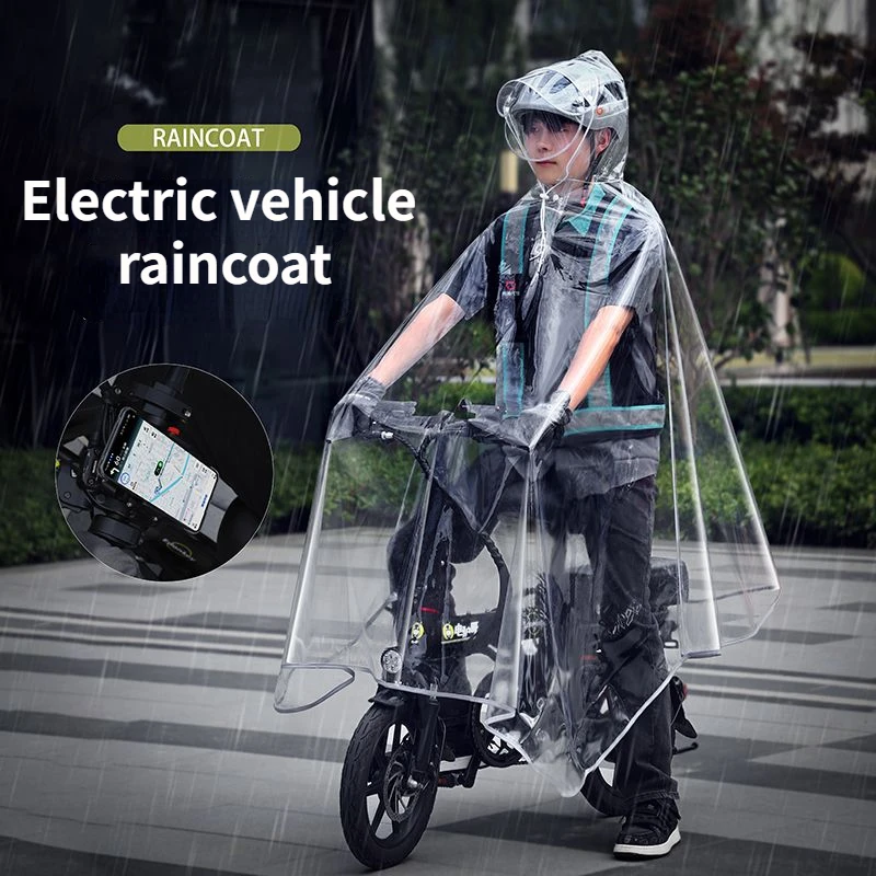 Portable Raincoat Thickened Rainstorm Proof All-in-one Folding Electric Bicycle Transparent Poncho Full Body Waterproof