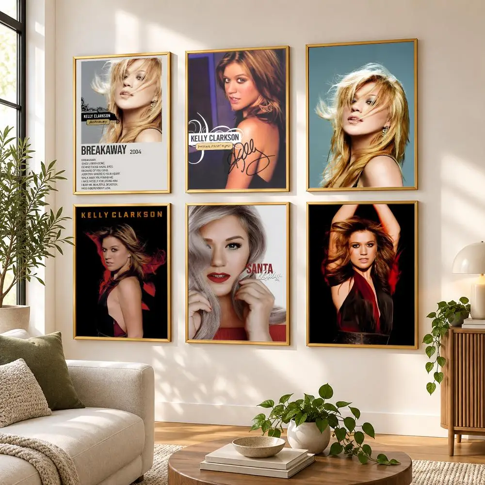 Singer K-Kelly Clarkson Poster HD art sticky wall waterproof home living room bedroom bar aesthetic decoration