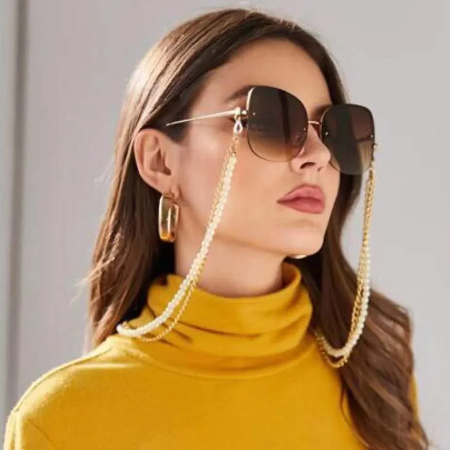 Fashion Simple Multi-layer Pearl Glasses Chain Sunglasses Accessories Luxury Brand Bead Eyewear Chain Chic Women Glasses Rope