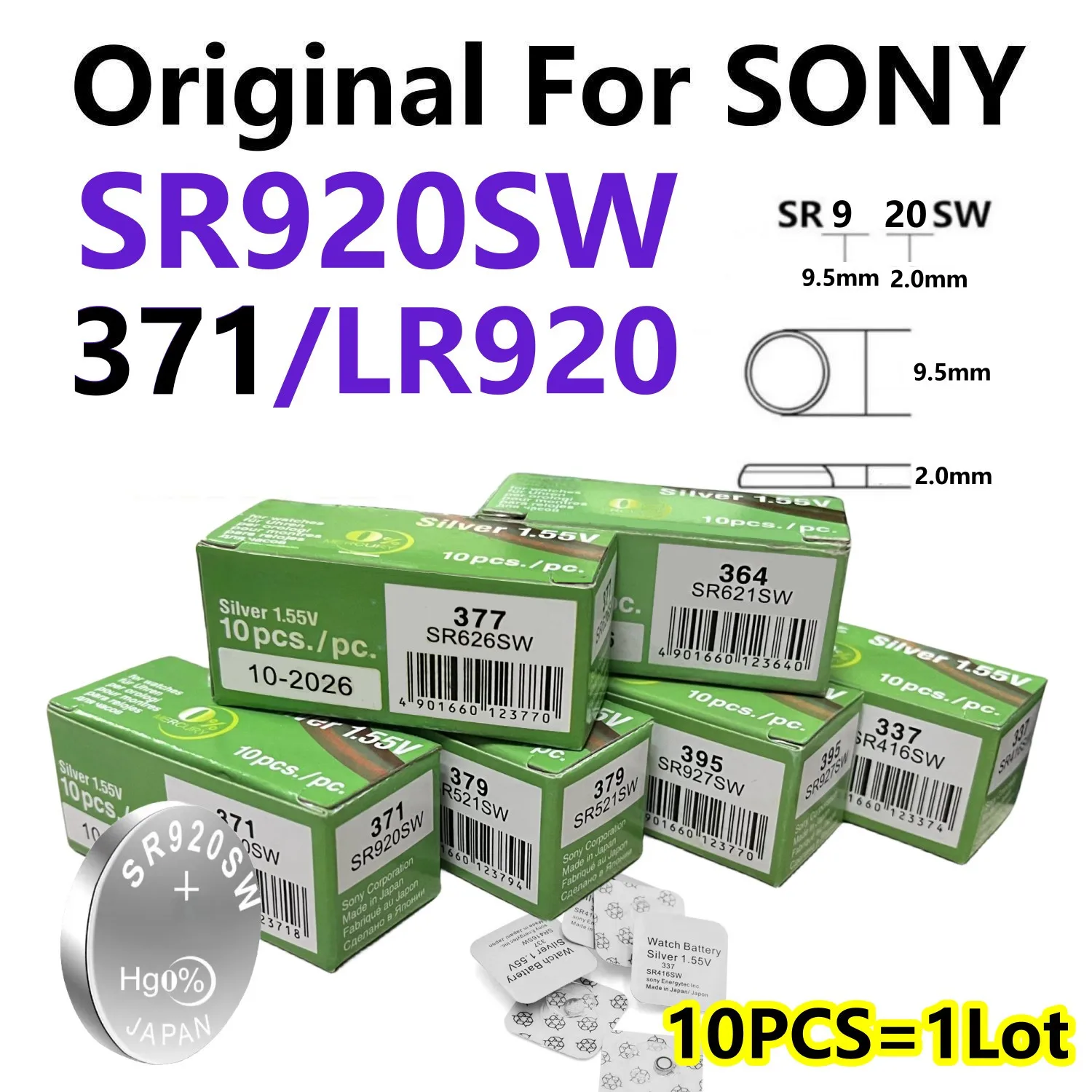 

Кнопочные батарейки для SONY, 2-60 шт., SR920SW AG6 371 LR920 SR927 171 370 L921 LR69 SR920