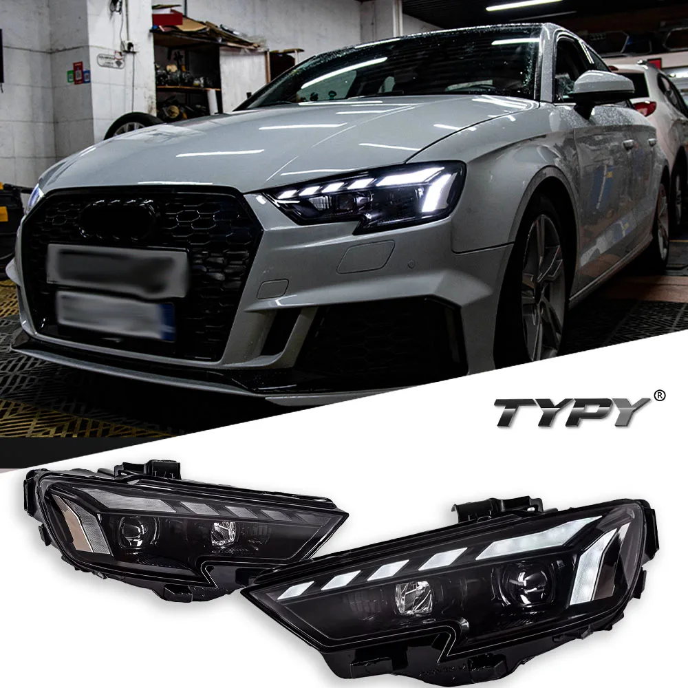 

TYPY Car For Audi A3 Headlight S3 2017-2020 Upgrade S3 Modified to New DRL Dynamic Turn Signal LED Headlight Auto Accessories