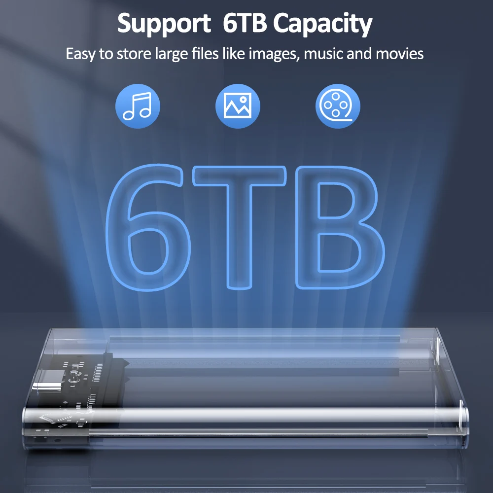 Goelely USB 3,0 HDD Fall 2,5 Zoll HDD Gehäuse 5Gbps Micro B zu USB 3,0 Festplatte Fall Transparent SATA HDD Adapter für Laptop