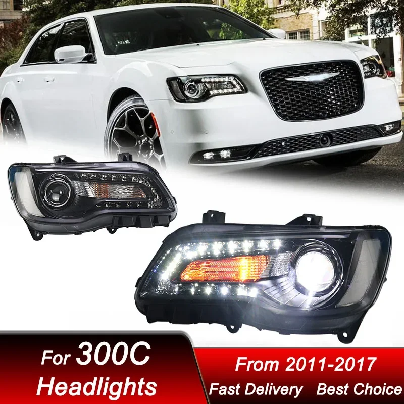 

Поп-автомобильные фары для Cheysler 300C 2011-2017, новые полностью светодиодные фары в сборе, обновление, аксессуары для линз проектора с высокой настройкой