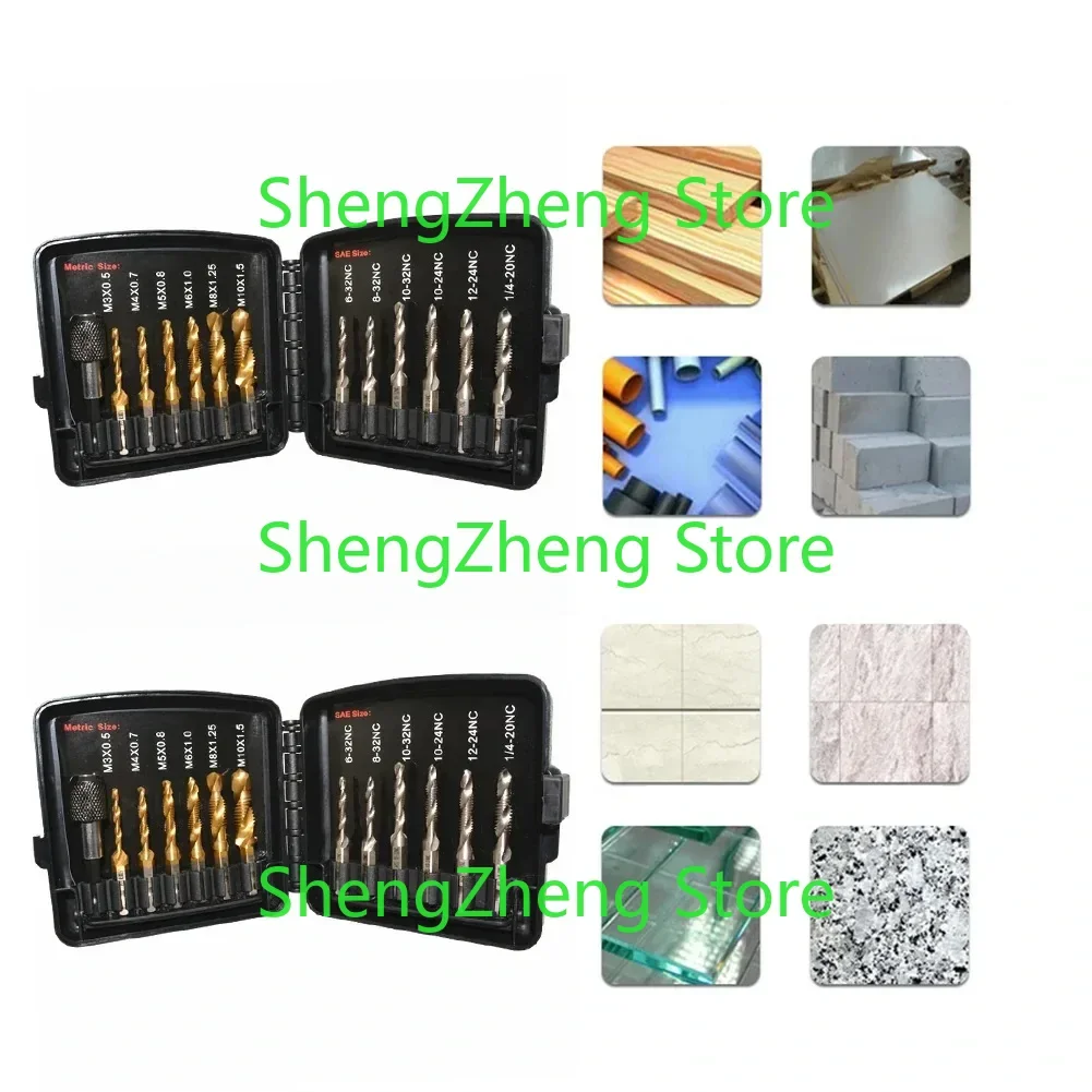 13/12pcs M3-M10 Metric Screw Thread Tap Drill Bits Set Hex Shank Drill Bit Screw Compound Tap Hand Tools with Joint Rod