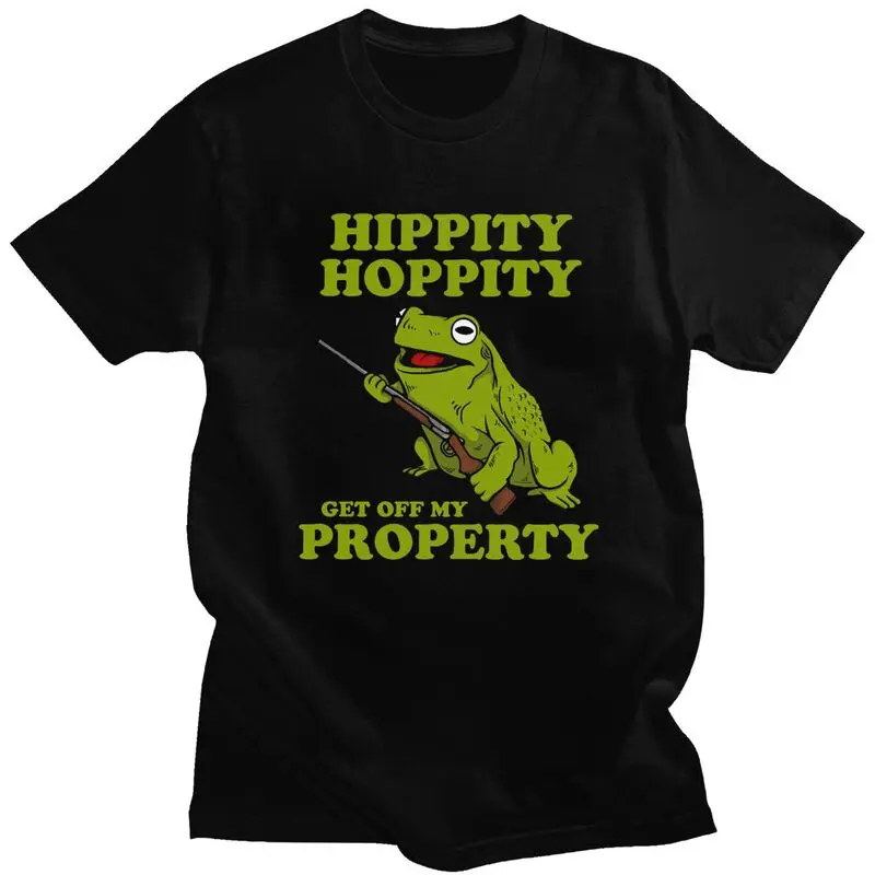 

Футболка на заказ Funny Frog Hippity Hoppity Get Off My Property, мужская футболка с короткими рукавами из чистого хлопка для отдыха, уличные футболки