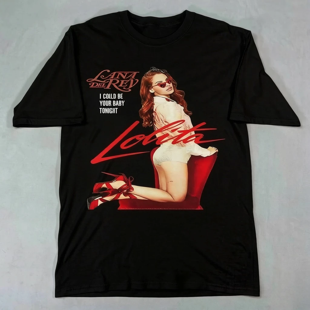Lana Del Rey Lolita White Short Sleeve T Shirt Round Neck Tee 90s Size S-XXXXL Personalized Loose Cotton Short-sleeved