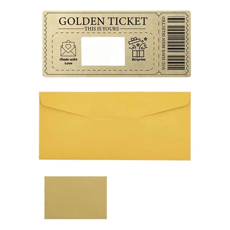 Scratch-off Card Raffle Gift Scratch Off Ticket Golden Ticket Surprise Concert Ticket Party Favor With Envelope Cinema Voucher