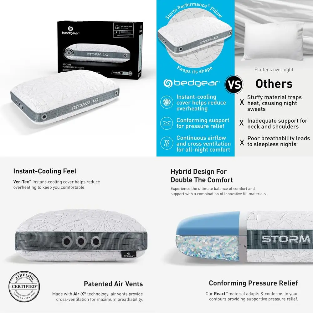 

Охлаждающая подушка для горячих сна — средняя жесткость, подходит для всех позиций сна, широкий размер