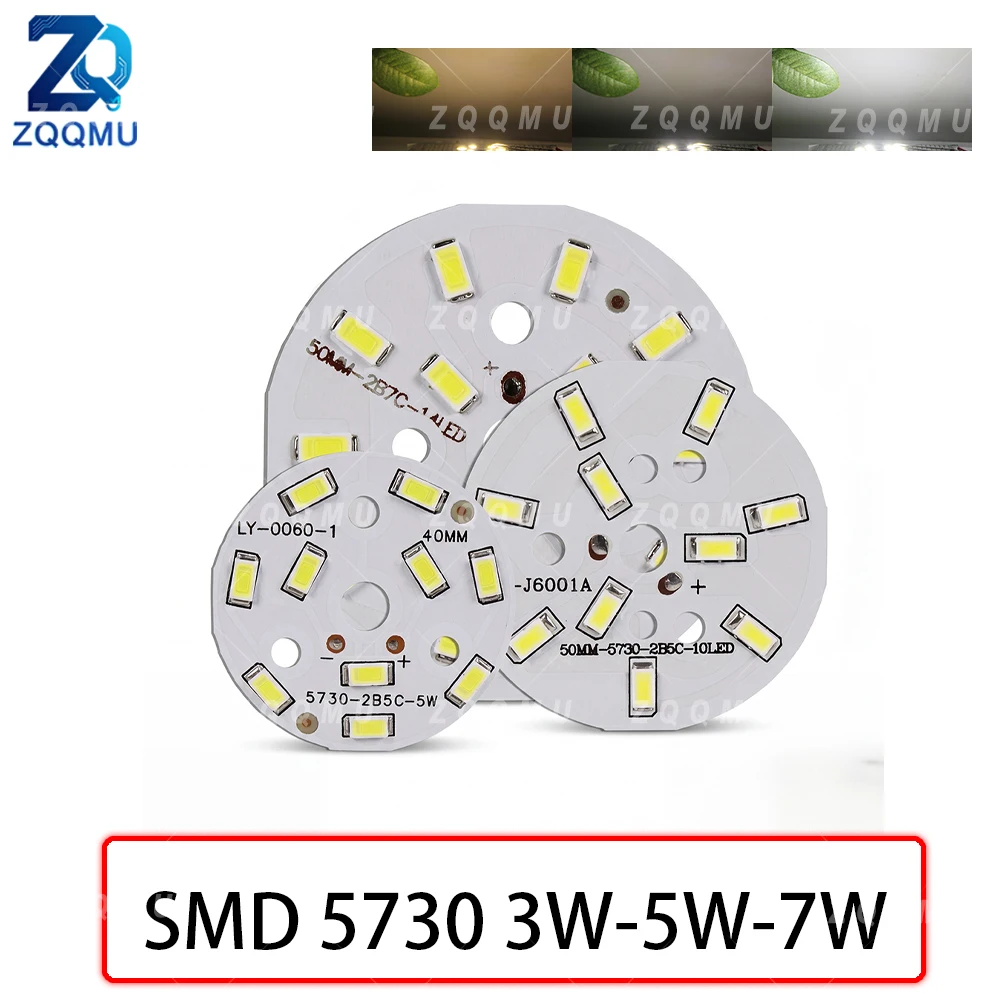 3W 5W 7W SMD5730 LED Chip PCB Board DIY Indoor Ceiling Bedside Lamp Display Cabinet Light Source Module Bulb Beads Diode Parts