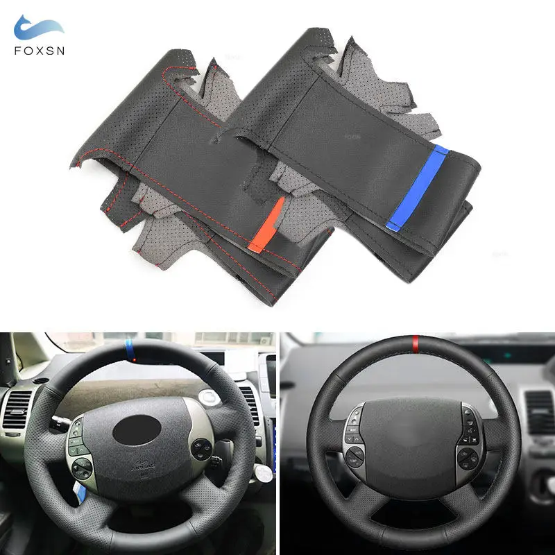 

Hand Braid Microfiber Perforated Leather Car Steering Wheel Cover Trim For Toyota Prius 20 XW20 2004 2005 2006 2007 2008 2009