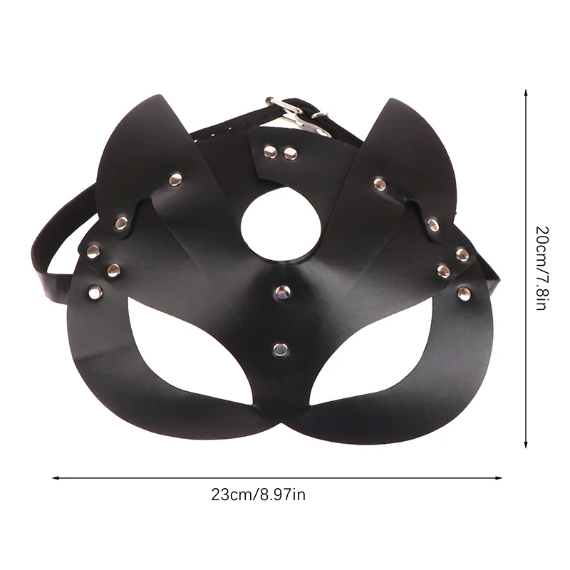 Sexy Half Face Mask Cosplay Props for Cat Women Rivet Punk Collar Leather Anime Mask Halloween Masquerade Party Masks