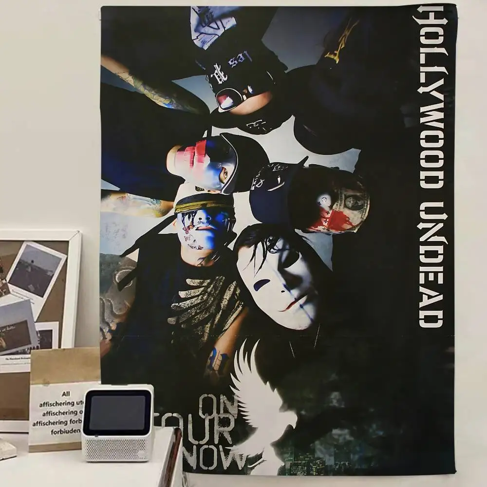 Rock Band H-Hollywood Undead Singer Cartoon Tapestry Art Science Fiction Room Home Decor Wall Hanging Sheets