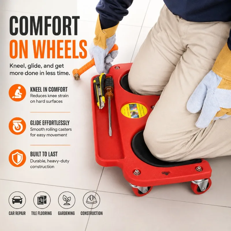 

Kneeling Pad for Tile Flooring, Universal Wheel Creeper for Car Repair, Gardening & Construction Work, Durable Kneeler With