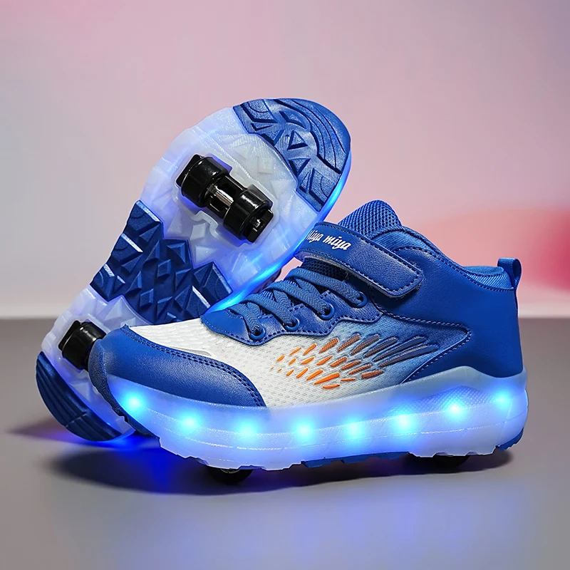 

Детские зимние роликовые кроссовки (2025): износостойкие невидимые 4-колесные автоматически выдвижные — прогулочная обувь на колесиках для мальчиков и девочек