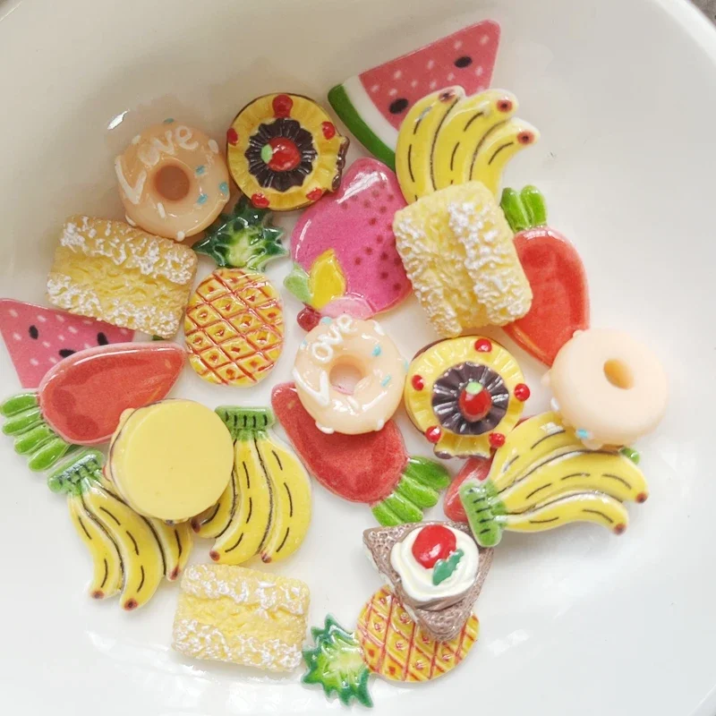 20pcs Miniature Cartoon Flatback SImulation Fake Food Cake doughnut Embellishment for Scrapbooking Phone Hair Accessories