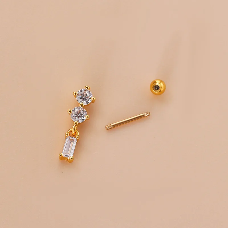 1PC Korean Hollow Bowknot Stud Earrings Stainless Steel CZ Cartilage Dangle Earrings Helix Tragus Snug Earring Piercing Jewelry