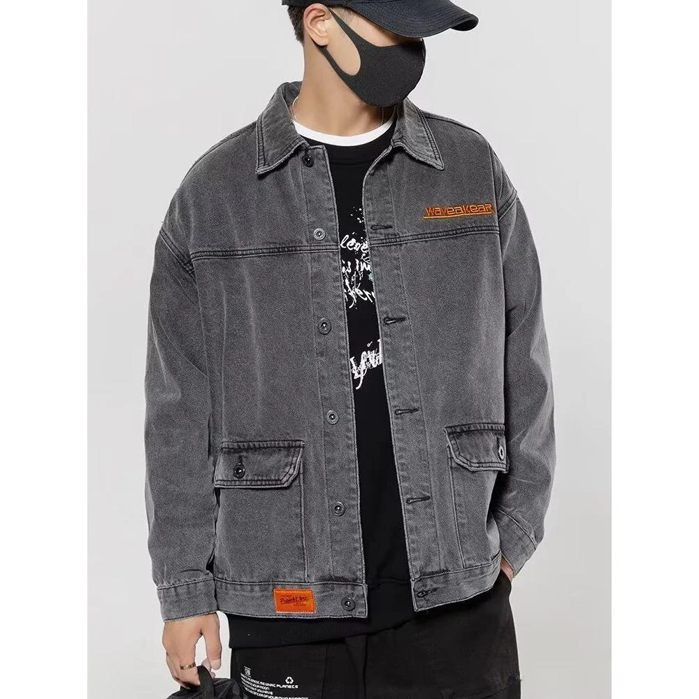 

Осень-зима, джинсовая одежда Jaet Multi ket, рабочая одежда, свободная мужская одежда больших размеров, элитный японский трендовый бренд, молодежная мода