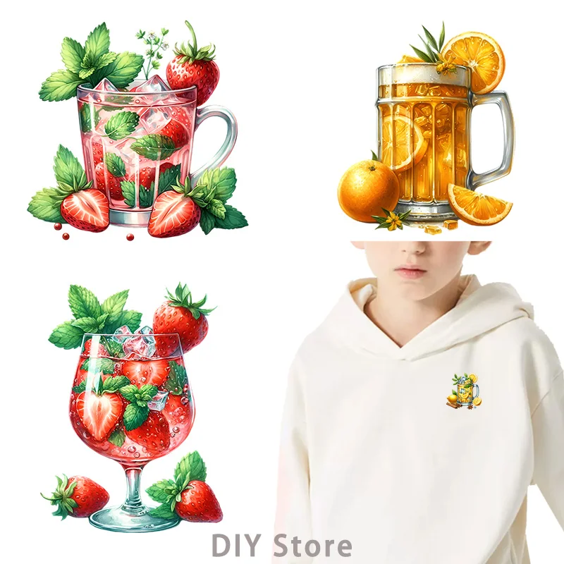 summer fruit beverage dtf transfers ready to press Heat Transfer On Clothes Heat Transfer iron on transfer for clothing.