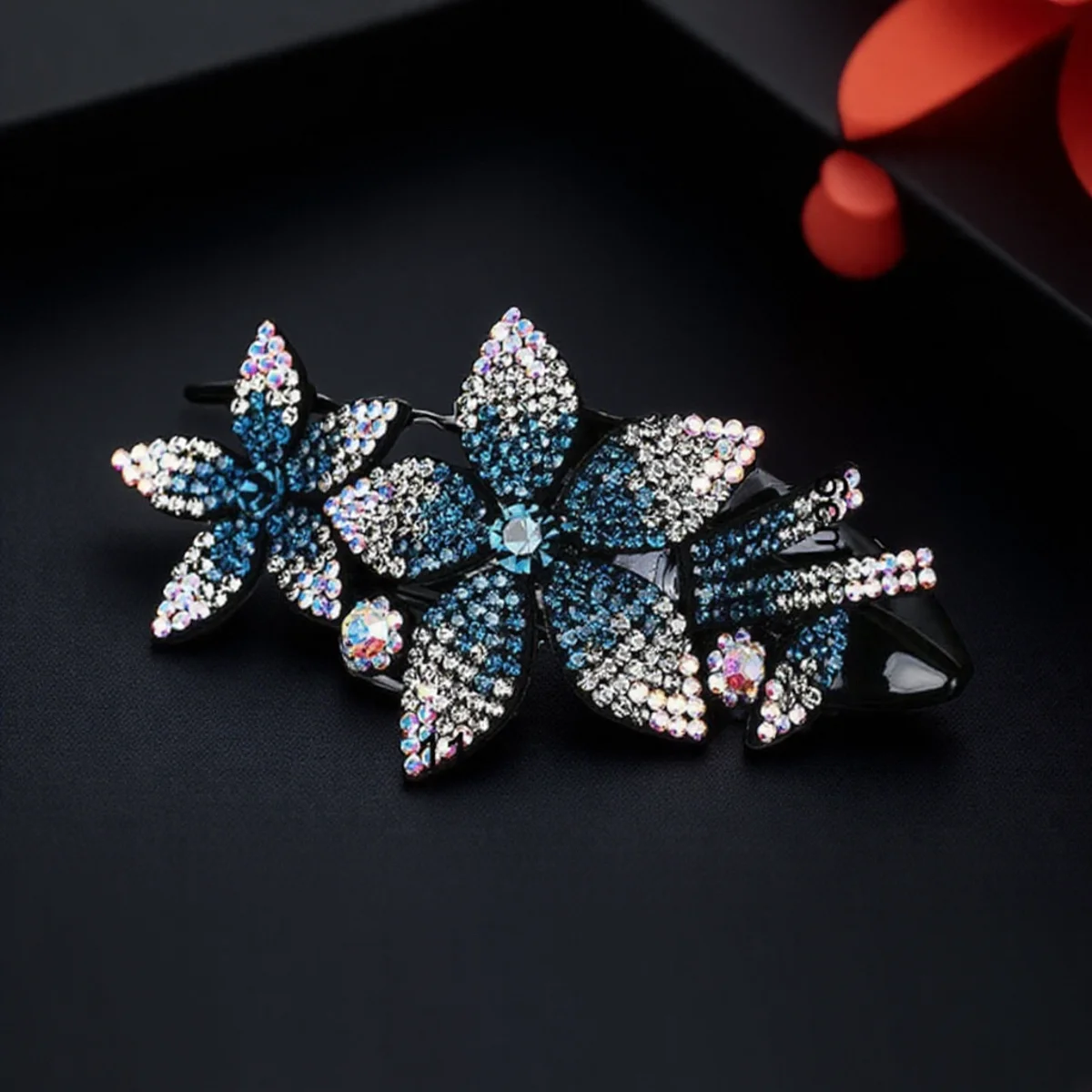 Klip Rambut Temperamen Ganda Berlian Imitasi Warna-warni Klip Ekor Kuda Klip Musim Semi untuk Aksesori Perhiasan Bergaya Wanita