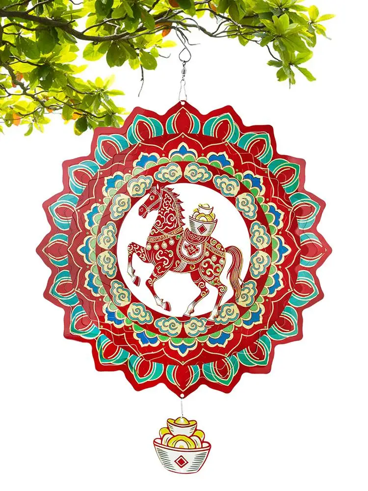 Horse Wind Chimes for Outside 11.57 Inch Stainless Steel Ornament 2026 Year of the Horse Hangable Wind Spinner for Patio Lawn
