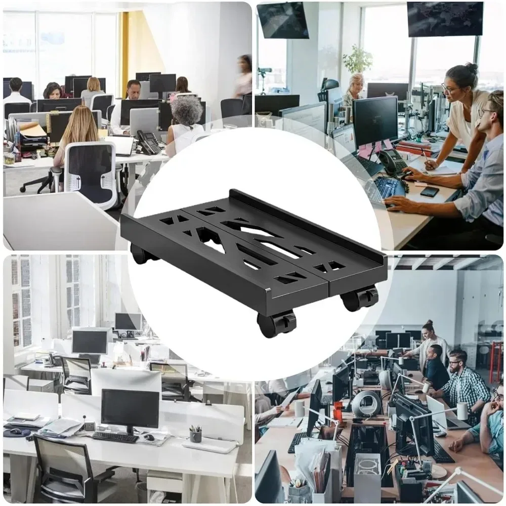 Universal Computer Tower Car with Rolling Casters Adjustable Wide Table Stand Rugged Locking Durable Stainless Steel Stand