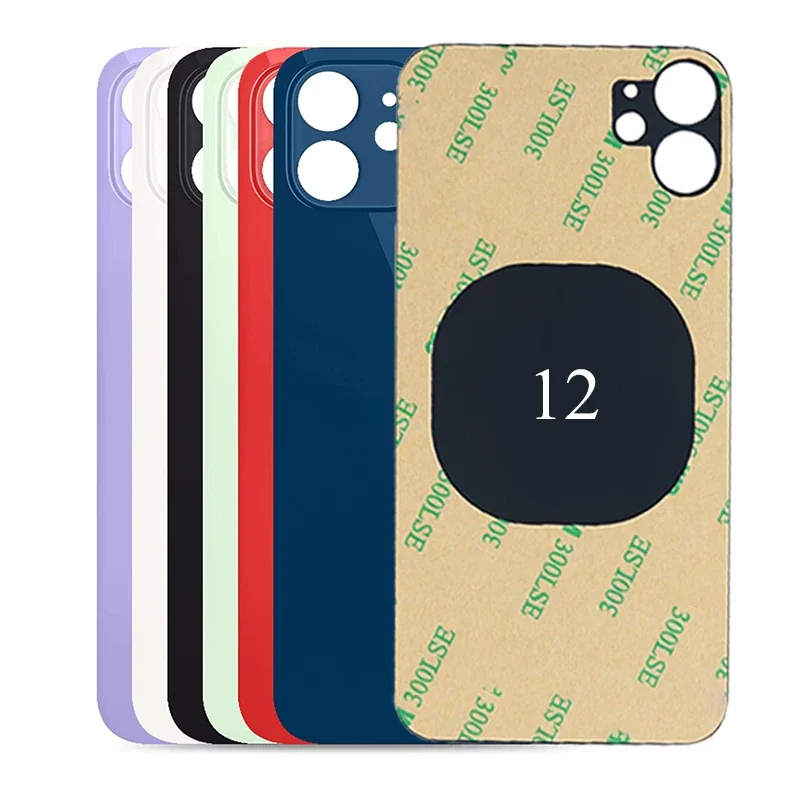 Back Glass+3M glue For IPhone 12-12 Mini Back Cover Glass Fast Replacement Housing Battery Cover Big Hole Rear Glass