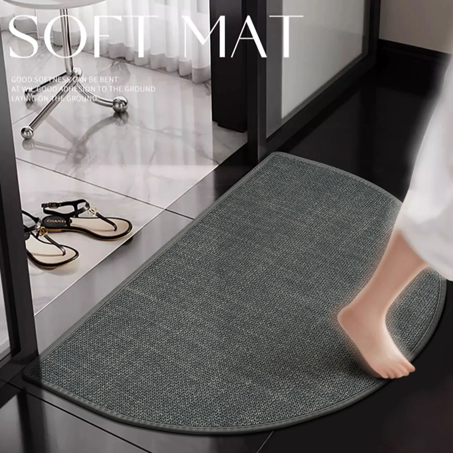 Bathroom mat, water-absorbent and anti-slip foot mat for the entrance, suitable for home use, quick-drying carpet