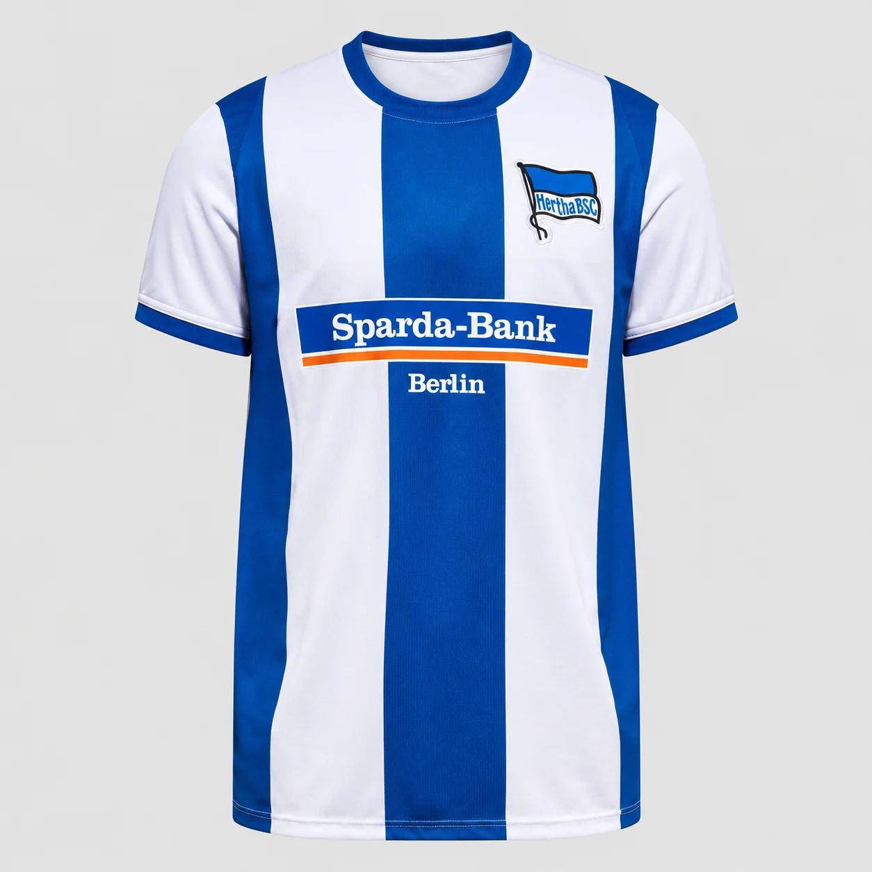 Soccer Jersey for Men 26-27 Season Blue White Vertical Stripes Short Sleeve Crew Neck Breathable Sports Shirt for Match Day