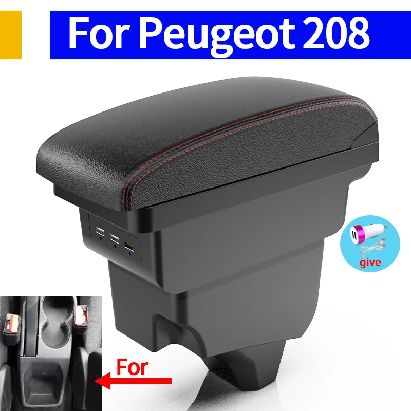 Armrest For Peugeot 208 2008 Car Console Storage Box With USB Interior Design Car Accessories