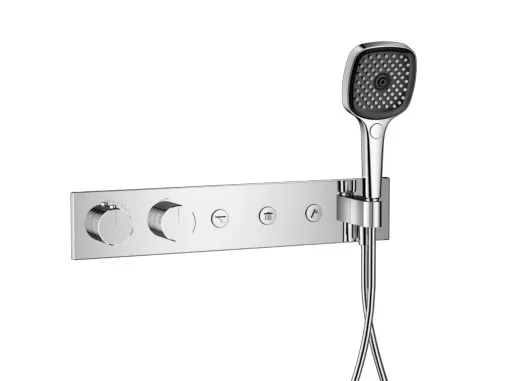 Настенный смеситель для душа, скрытая латунь, серебряная поверхность, душевой набор для ванной комнаты с балансированным клапаном под давлением